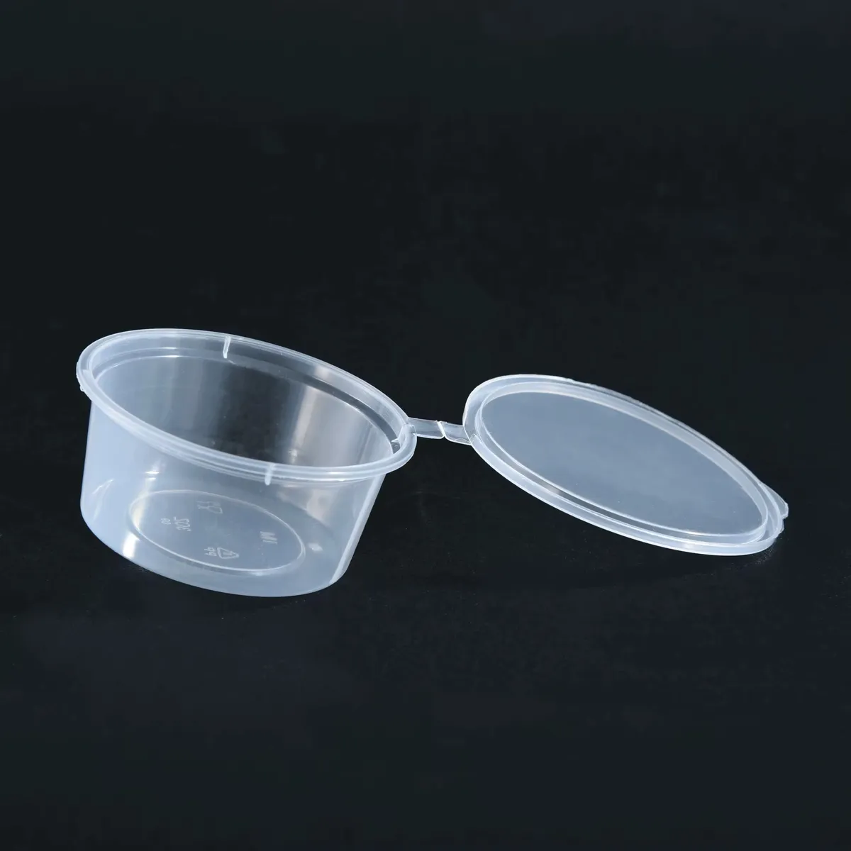 Pot sauce en plastique 1 oz (≈ 30 ml) avec couvercle attaché – Image 3