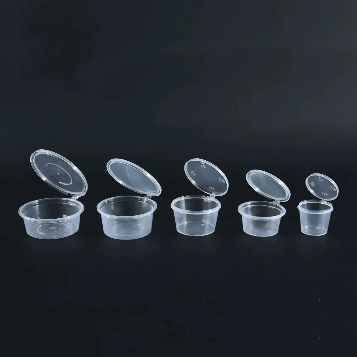 Pot sauce en plastique 1 oz (≈ 30 ml) avec couvercle attaché – Image 2