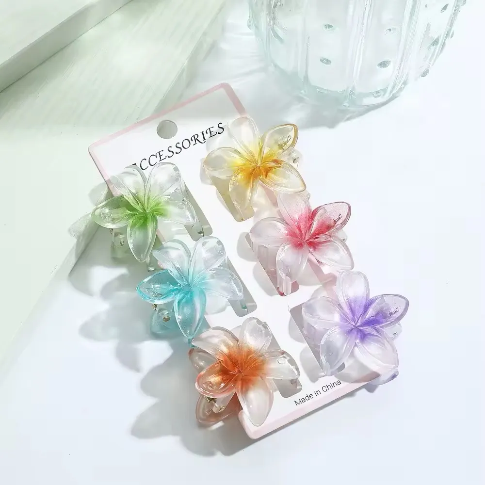 Pince à cheveux fleur transparente (lot – couleurs assorties) – Image 3