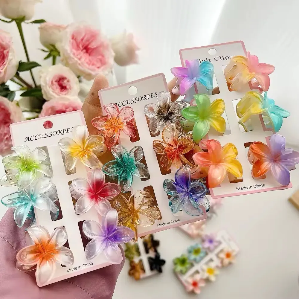 Pince à cheveux fleur transparente (lot – couleurs assorties) – Image 2