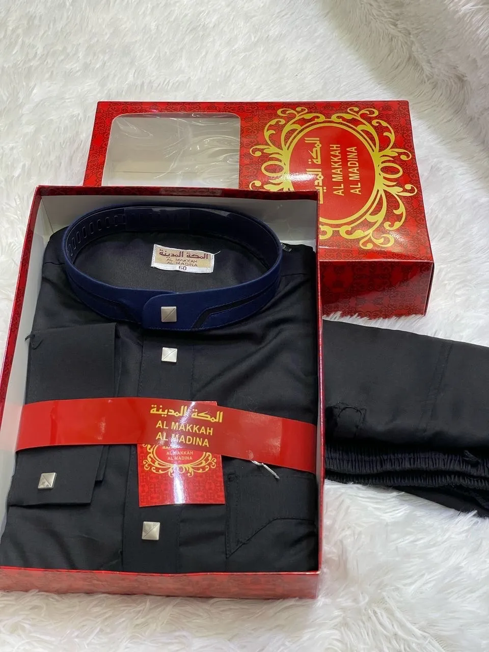 Ensemble Jellaba homme avec pantalon – col mao, en coffret luxe – Image 2